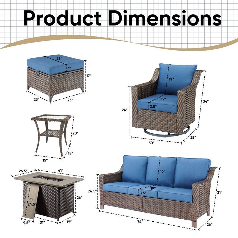 Outdoor Fire Table with Patio Funiture Set