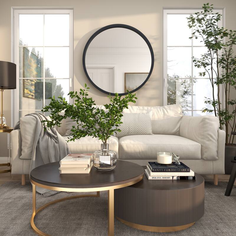 Black, White or Gold Wooden Room Wall Mirror with Thin Frame