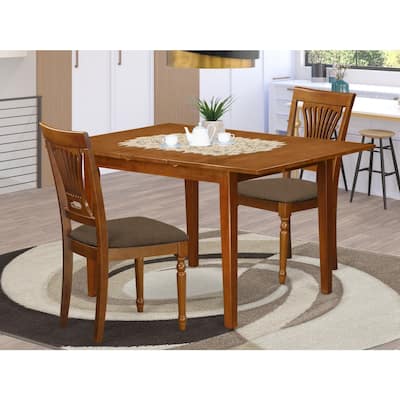 HomeStock 3-Piece Saddle Brown Finish Solid Wood Top Dining Table Set