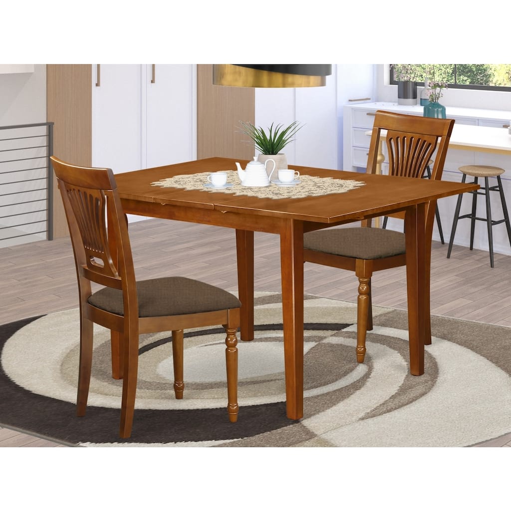 HomeStock 3-Piece Saddle Brown Finish Solid Wood Top Dining Table Set