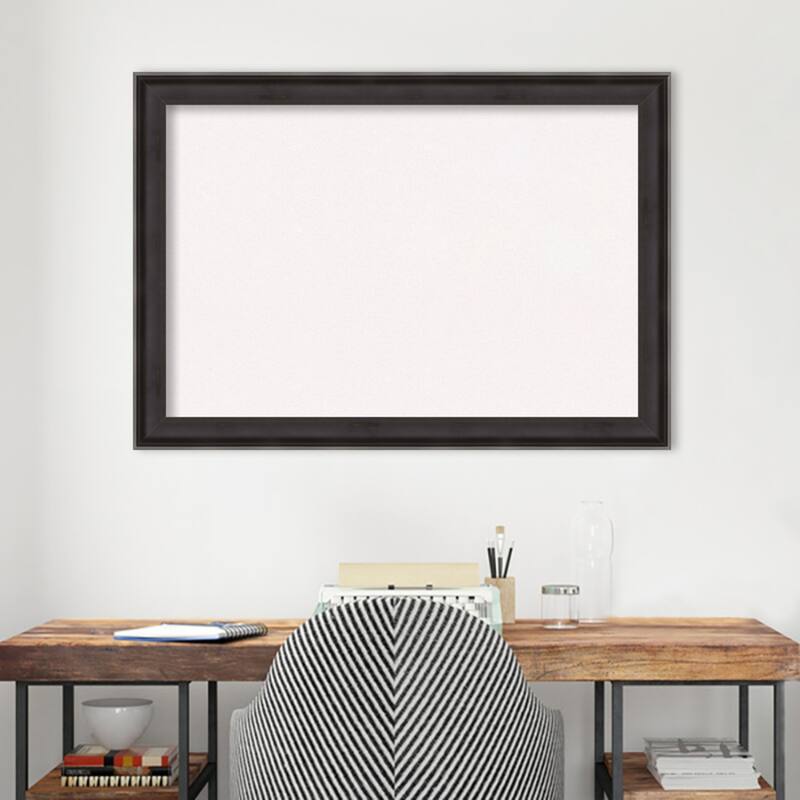Allure Charcoal Wood Framed White Corkboard Bulletin Board, Organization Board, Pin Board