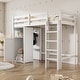 preview thumbnail 19 of 32, Loft Bed Twin Size Wood Loft Bed Frame with Wardrobe Underneath, Kids Bedroom Loft Bed with Ladder and Safety Guardrail