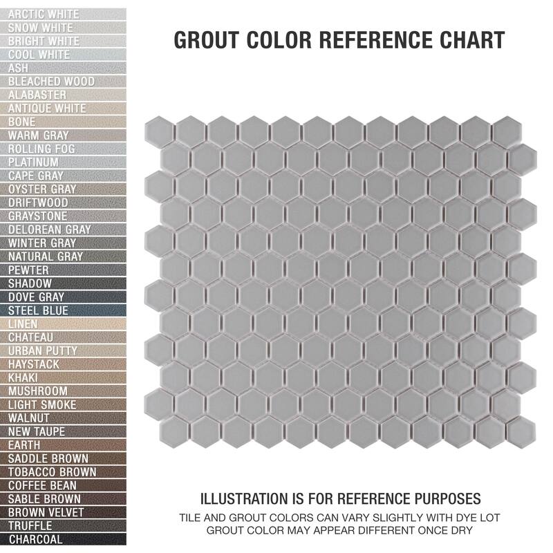 Merola Tile Metro 1" Hex Matte Light Grey 10-1/4" x 11-3/4" Porcelain Floor and Wall Tile