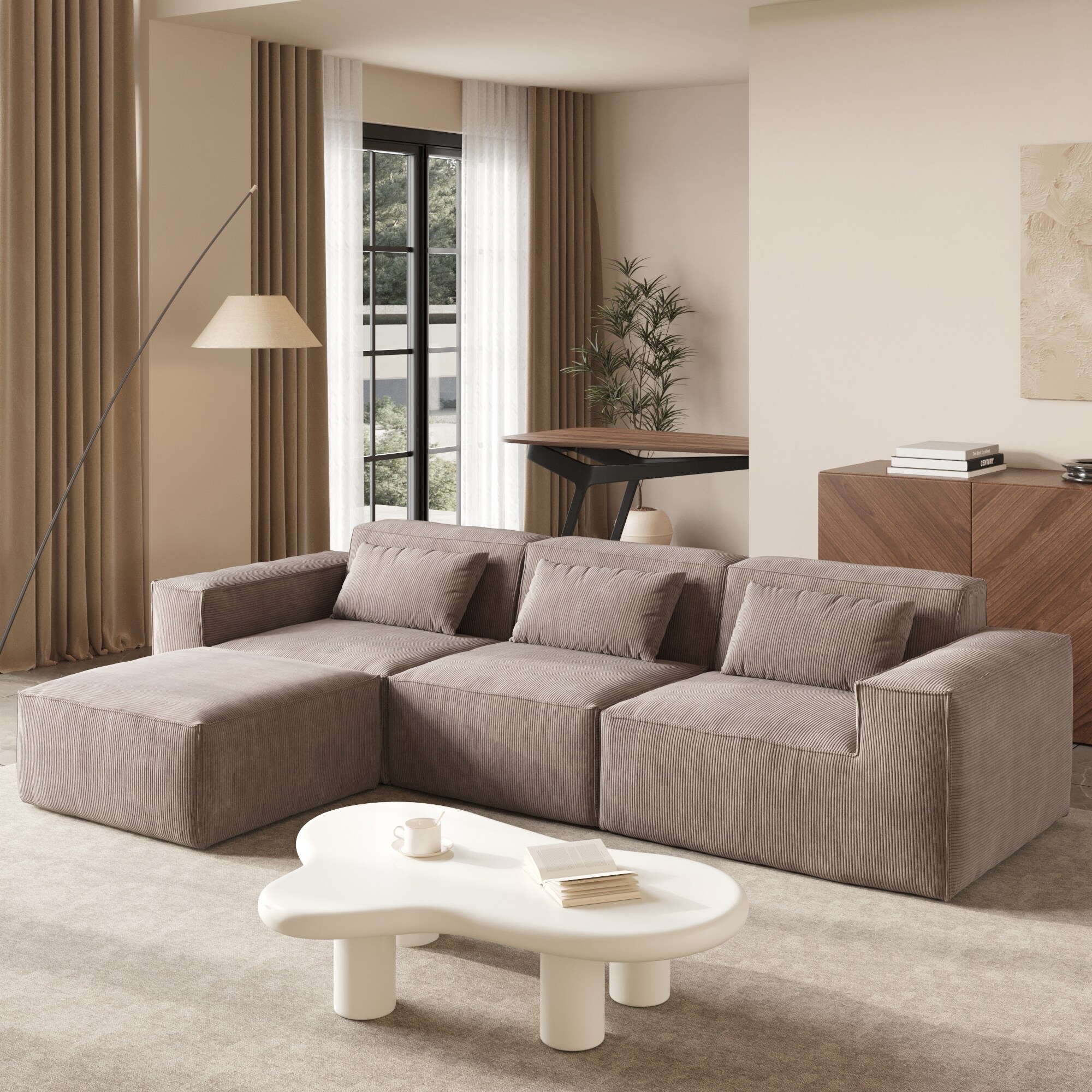 Freedom Modular Sofa L shaped Corduroy Sectional Couch