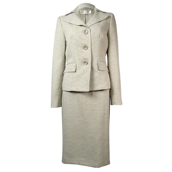 Evan Picone Women's Classic Time Notch Pocket Woven Skirt Suit - Flax