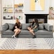 preview thumbnail 125 of 179, Jaxx Unsofa Modular Convertible Sectional Sofa with Fold Out King Sleeper Bed 3-Seat Sofa. - Performance Microvelvet Elephant Dark Grey