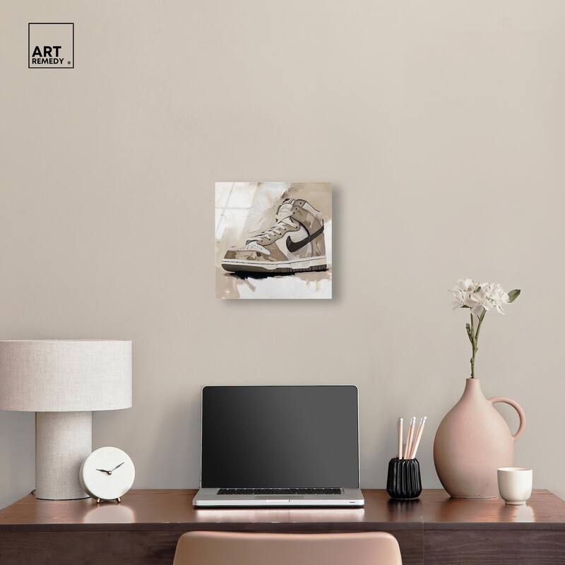Light Tans Sneaker Acrylic by Art Remedy, Ready to Hang