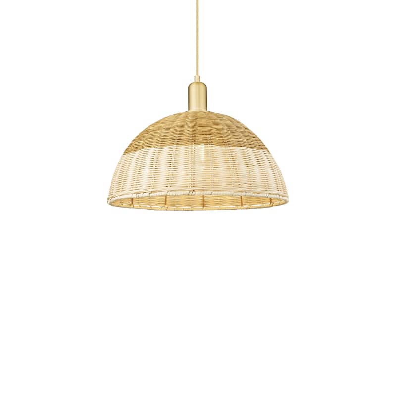Innovations Lighting 716-1P-17-16 Natural Ballston Dome Pendant - Satin Gold / Natural