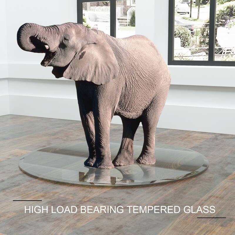 32" Inch Round Tempered Glass Table Top Clear Glass 2/5 Inch Thick Beveled Polished Edge