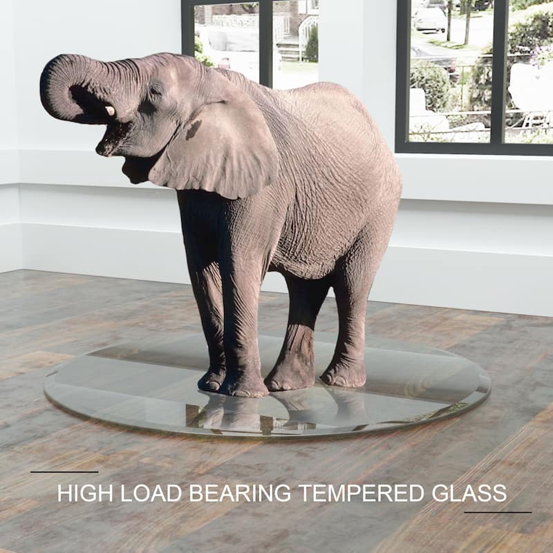Round Tempered Glass Table Top Clear Glass Thick Beveled Polished Edge
