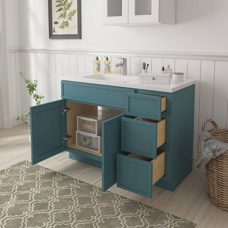 Vanity Art 42" Birch Freestanding Bathroom Vanity Cabinet without Top