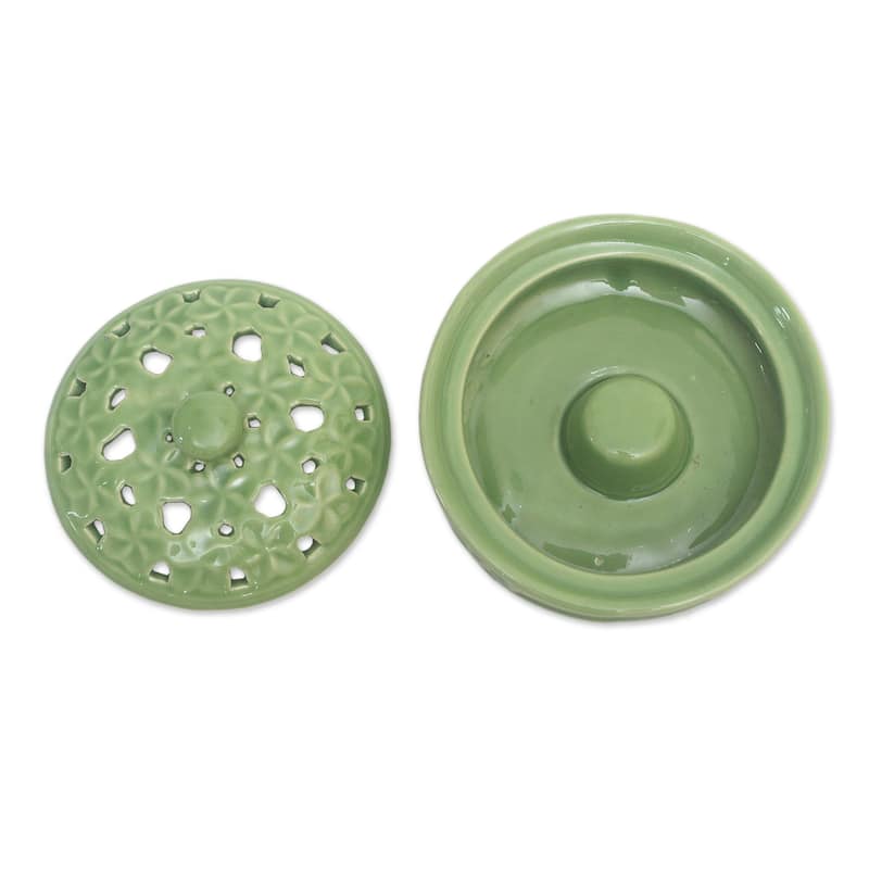 Novica Handmade Plumeria Spring Porcelain Mosquito Coil Holder
