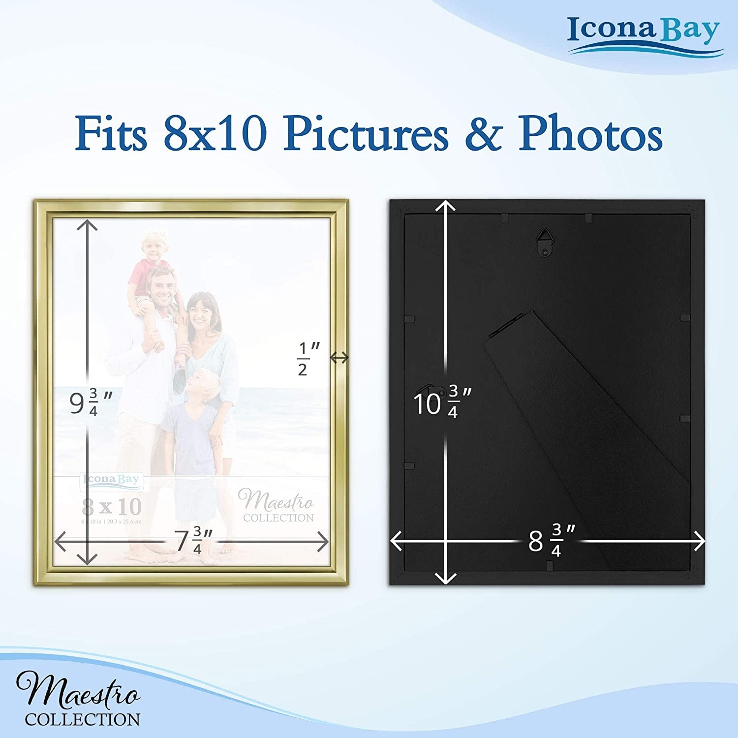 One 8x10, Two 5x7, Two 4x6 inch 5 Magnetic Picture Frames Set with A Faith  Decal, Black Photo Frame Display Photos for Refrigerator, Wall Decor