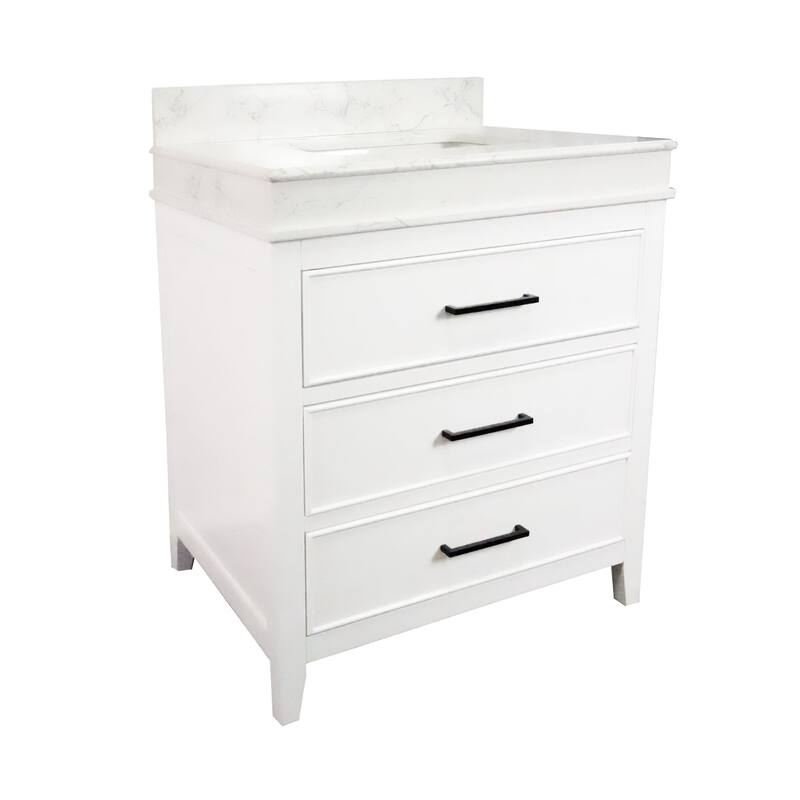 KitchenBathCollection Kensington 30" Bathroom Vanity with Engineered Marble Top
