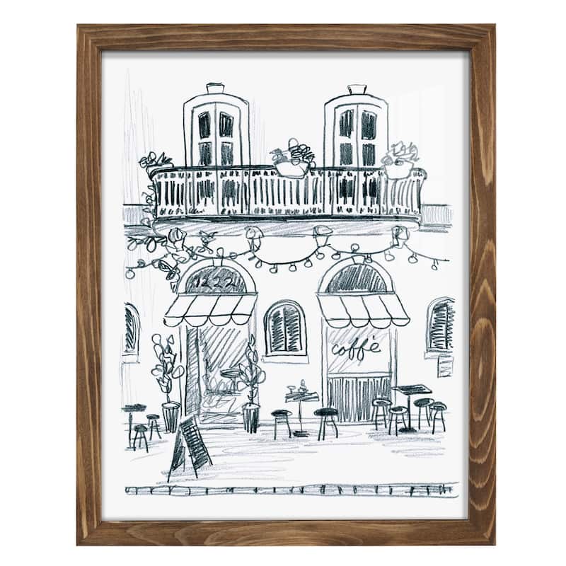 Italian Street Sketch II -Framed Print w/glass-Cherry Red