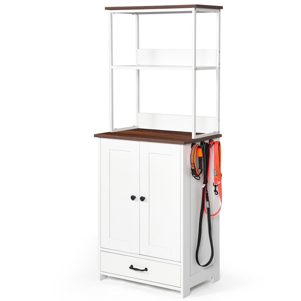 58-in Pull Out Particle Board Pet Feeding Station with 2-level shelving