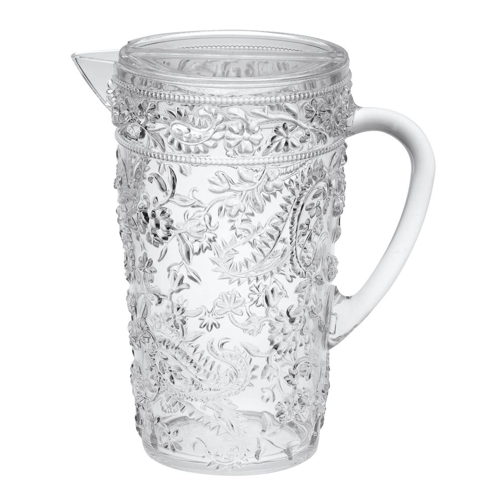 Water Pitcher with Lid, Paisley Unbreakable Plastic Pitcher