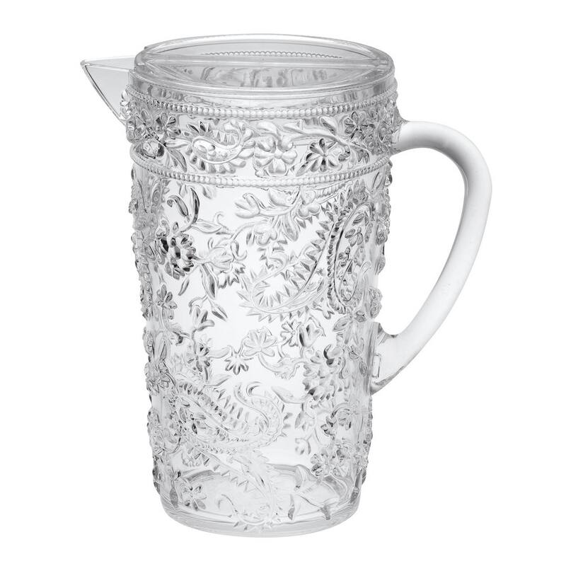Water Pitcher with Lid, Paisley Unbreakable Plastic Pitcher