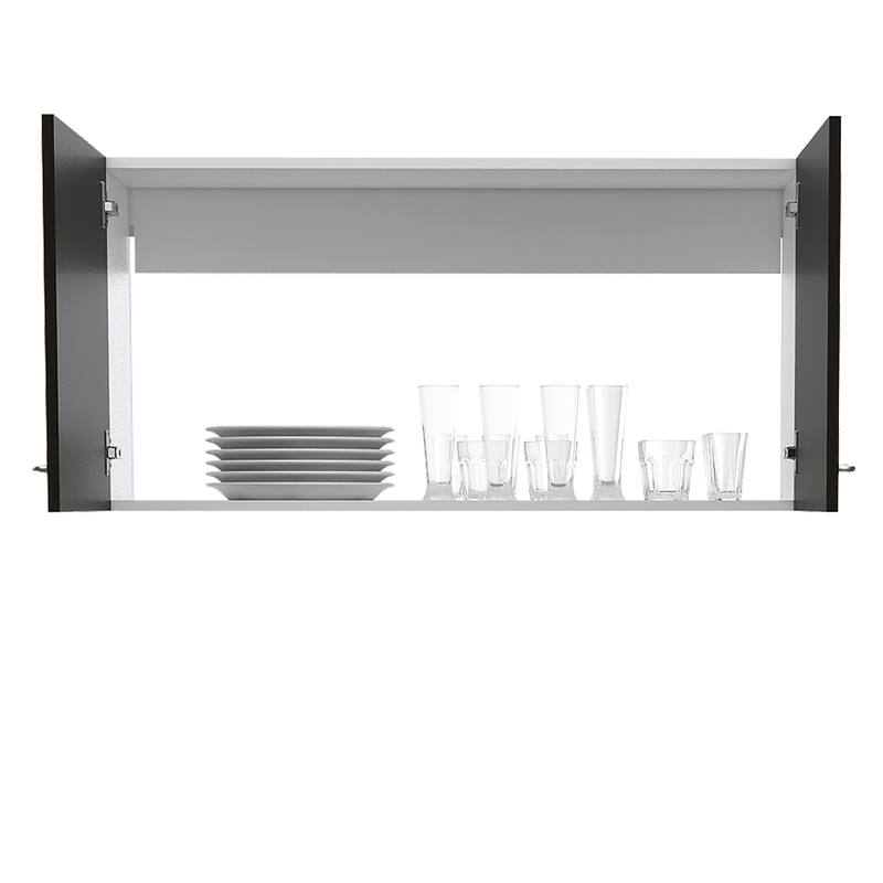Wall Cabinet Toran, Two Shelves, Double Door, Black Wengue Finish,High quality and durable