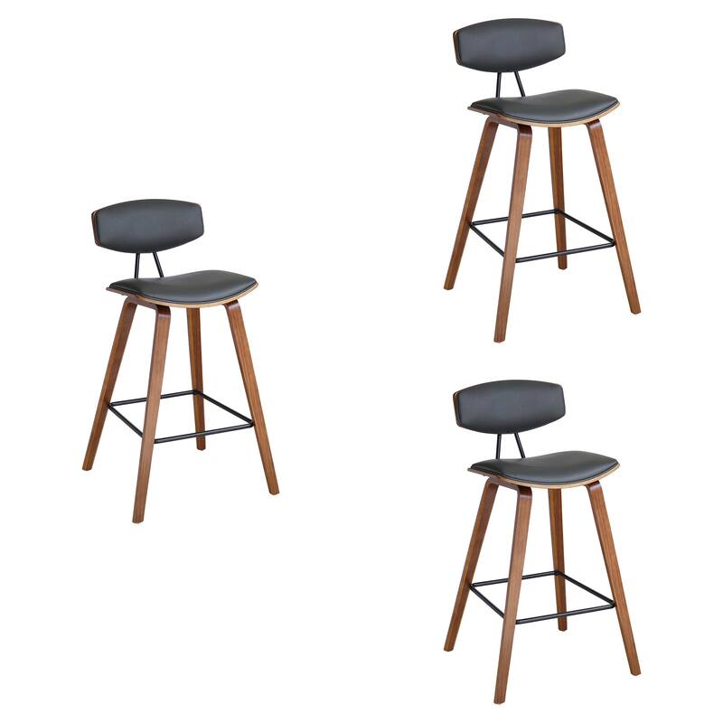 Fox Mid-Century Bar Stool, Upholstered Counter Height Chair with Bentwood Legs