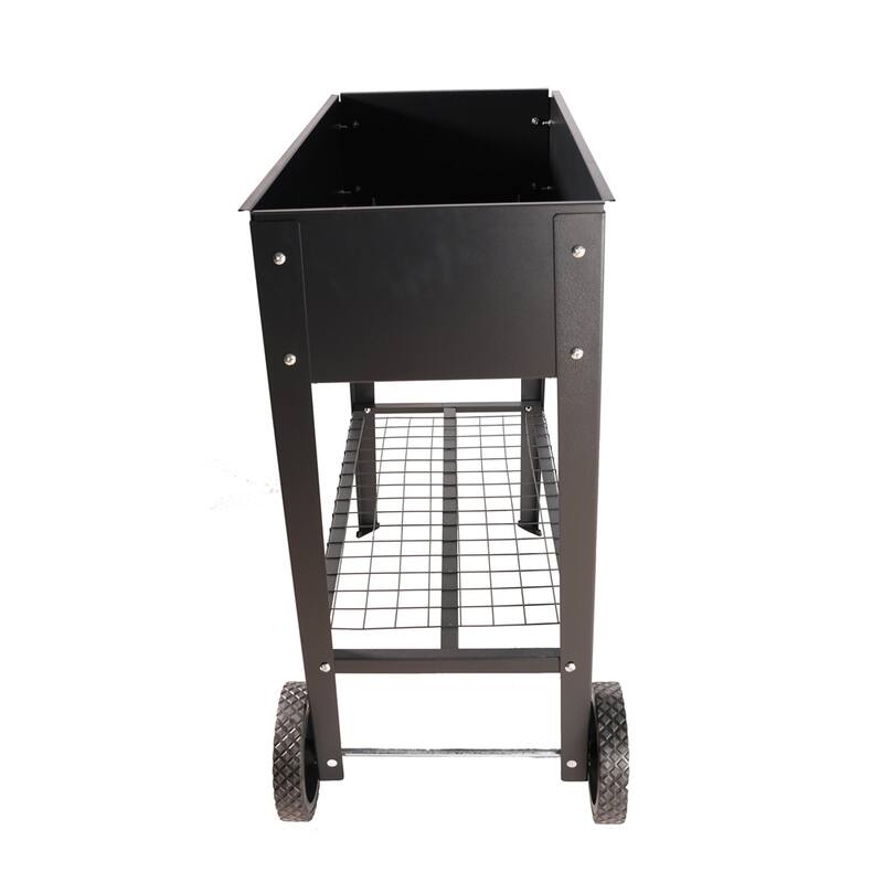 Mobile Metal Raised Garden Bed Cart,Elevated Tall Planter Box w/Wheels