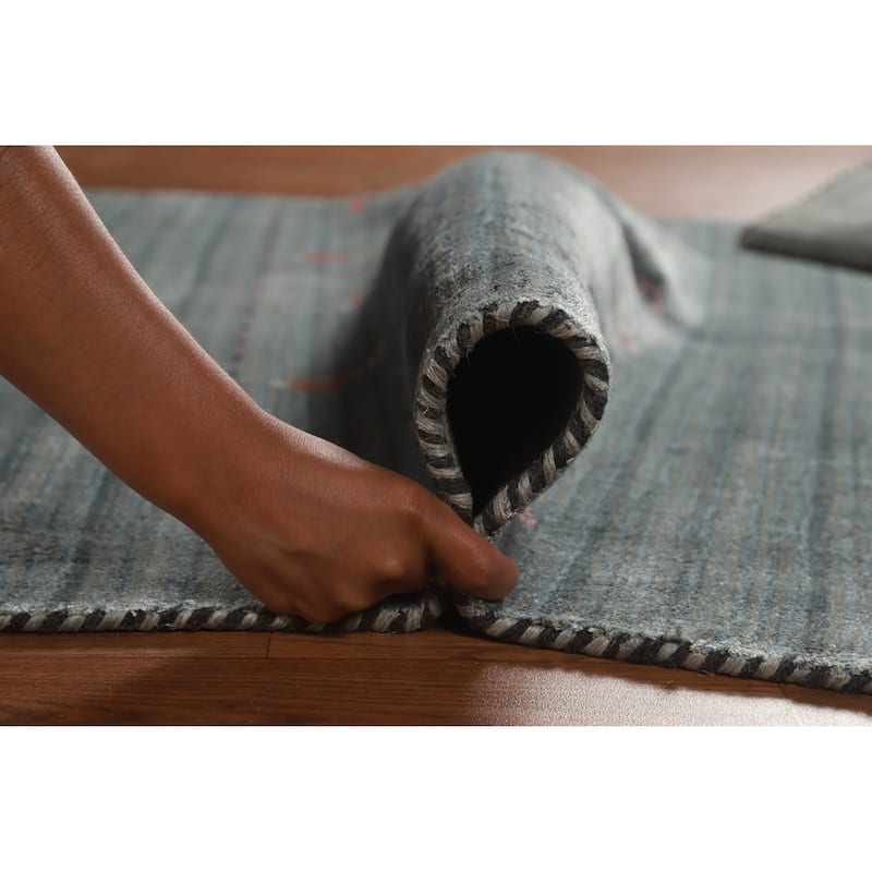 Tribal Gabbeh Indian Rug Handmade Grey Wool Carpet - 4'1"x 5'10"