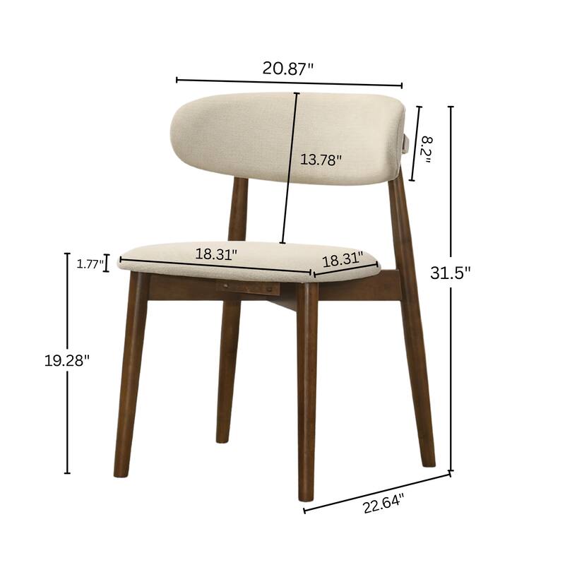 Roundhill Furniture Arnott Upholstered Dining Chairs, Set of 2, Walnut Finish.