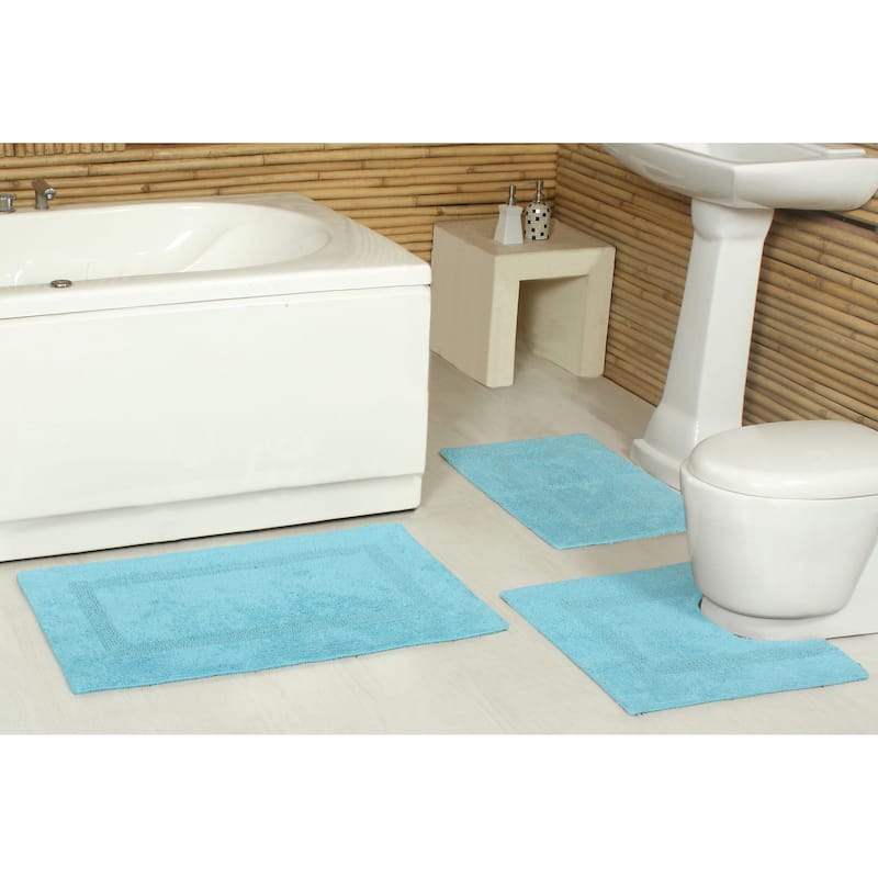 Fabstyles Basix Soft & Absorbent Reversible Cotton Bath Rug - 24 x 36 - Ice Blue
