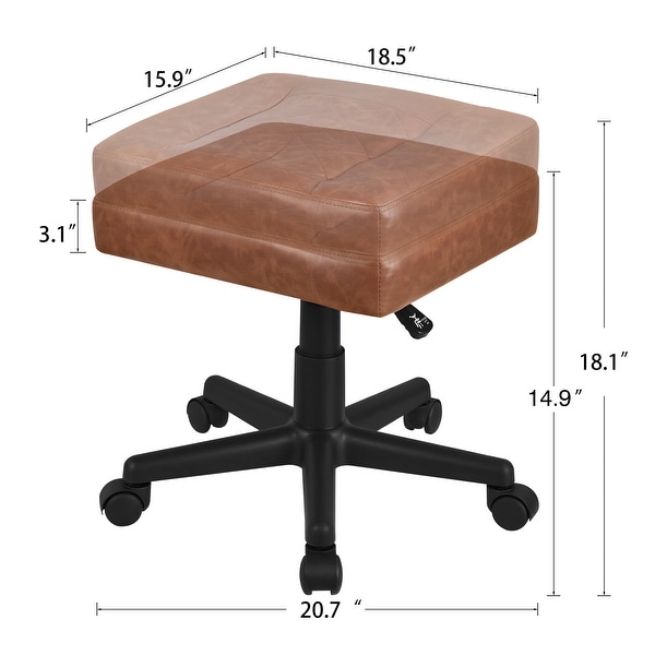 Multi-Use PU Leather Footrest Stool Adjustable Height Rolling