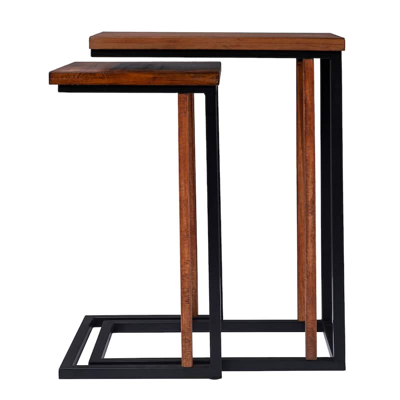 SEI Furniture Savanti Modern Farmhouse Brown Metal C-Table (Set of 2)