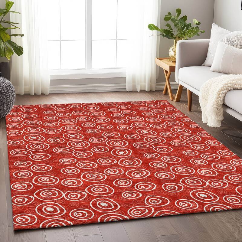 Premium Washable Super Soft Contemporary Zazzle Mayfield Rug - Red - 3' x 5' - Rectangle