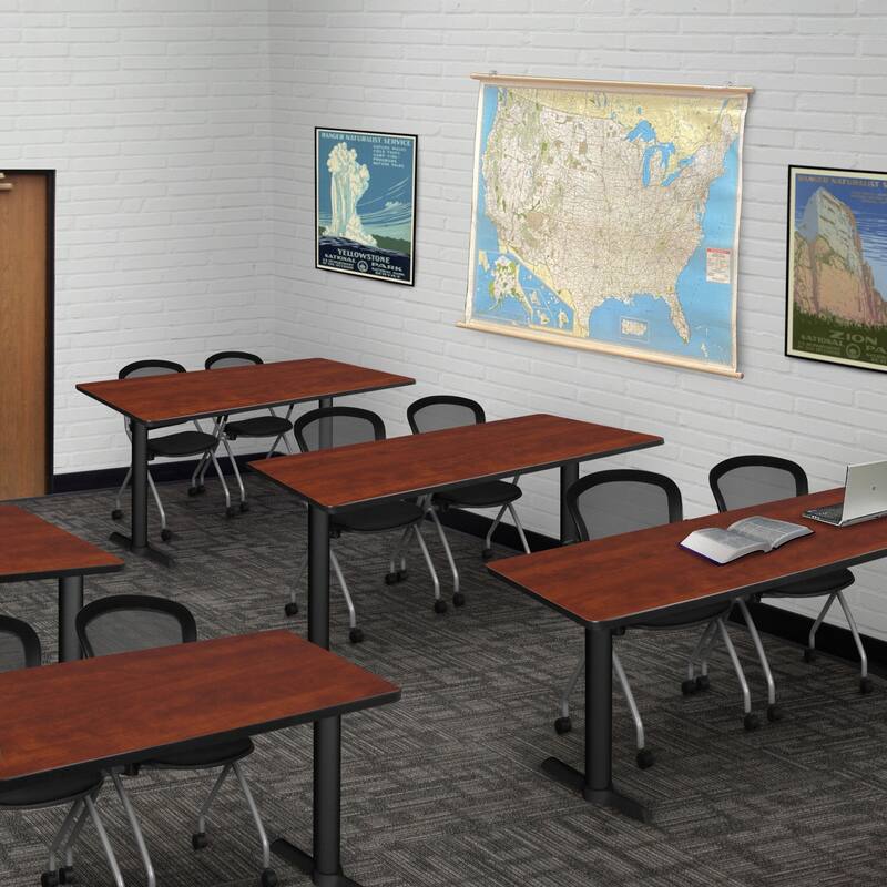 60" x 24" Training Table- Cherry & 2 Nesting Chairs- Black