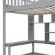 preview thumbnail 13 of 11, Gray Twin Size Loft Bed with Storage Stairs, Desk and Wardrobe, Stairway High LoftBed with Bookshelf & Drawers, Wooden Bedframe