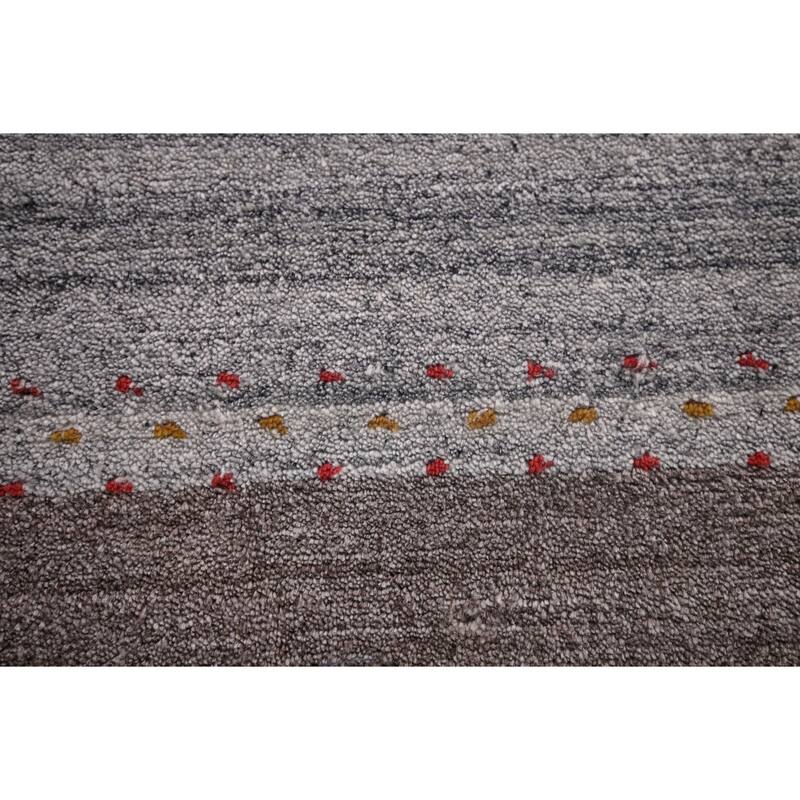 Striped Tribal Gabbeh Indian Area Rug Handmade Wool Carpet - 6'8"x 8'1"