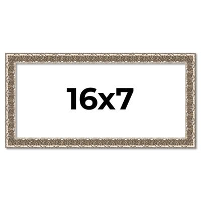 16x7 Frame Silver Versailles Ornate Solid Wood Picture Frame | 1 Inch