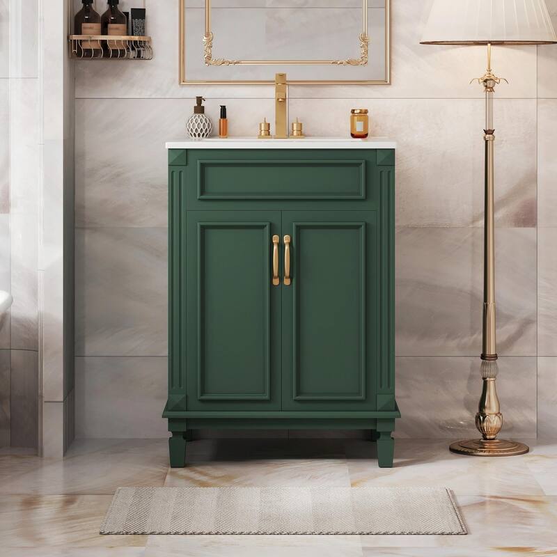 24'' Bathroom Vanity with Sink - Modern Storage Cabinet with 2 Soft-Closing Doors and Adjustable Shelf