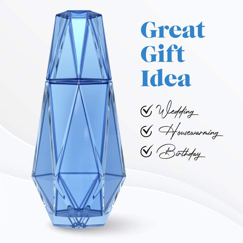 American Atelier Geometric Bedside Carafe and Tumbler Glass Lid - 37 oz.