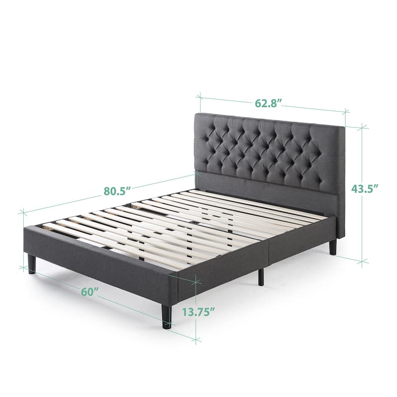 Priage by ZINUS Upholstered Button-tufted Platform Bed Frame - Grey - Queen