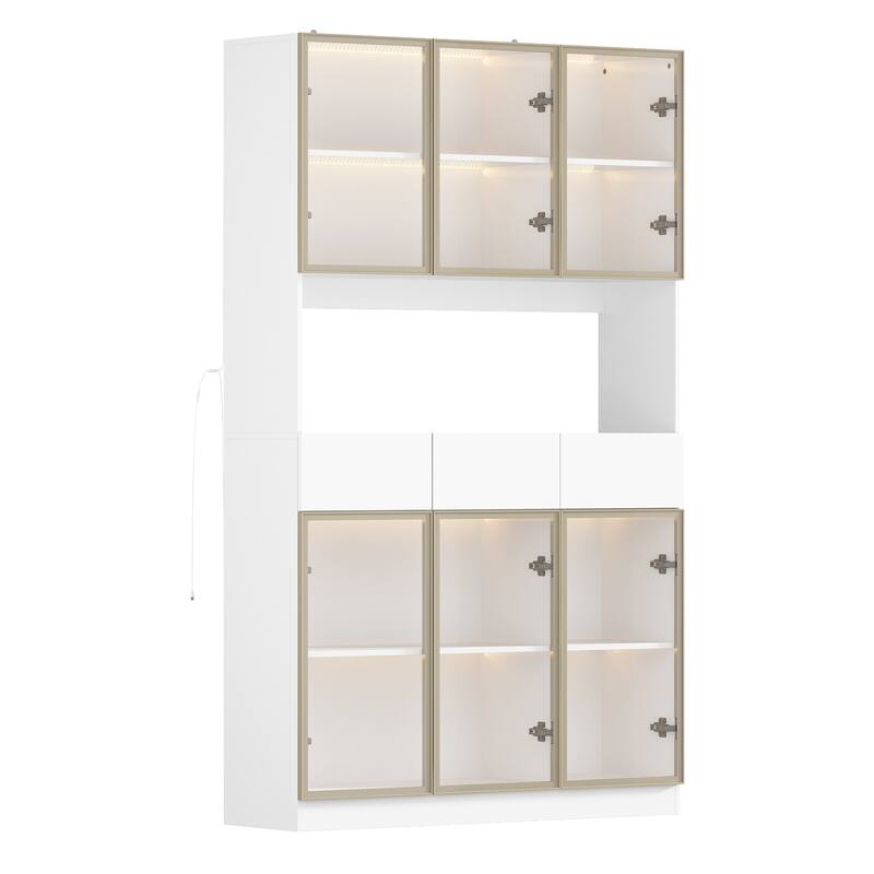 Tall Modular Display Storage Cabinet Bookcase w/Light Home Office