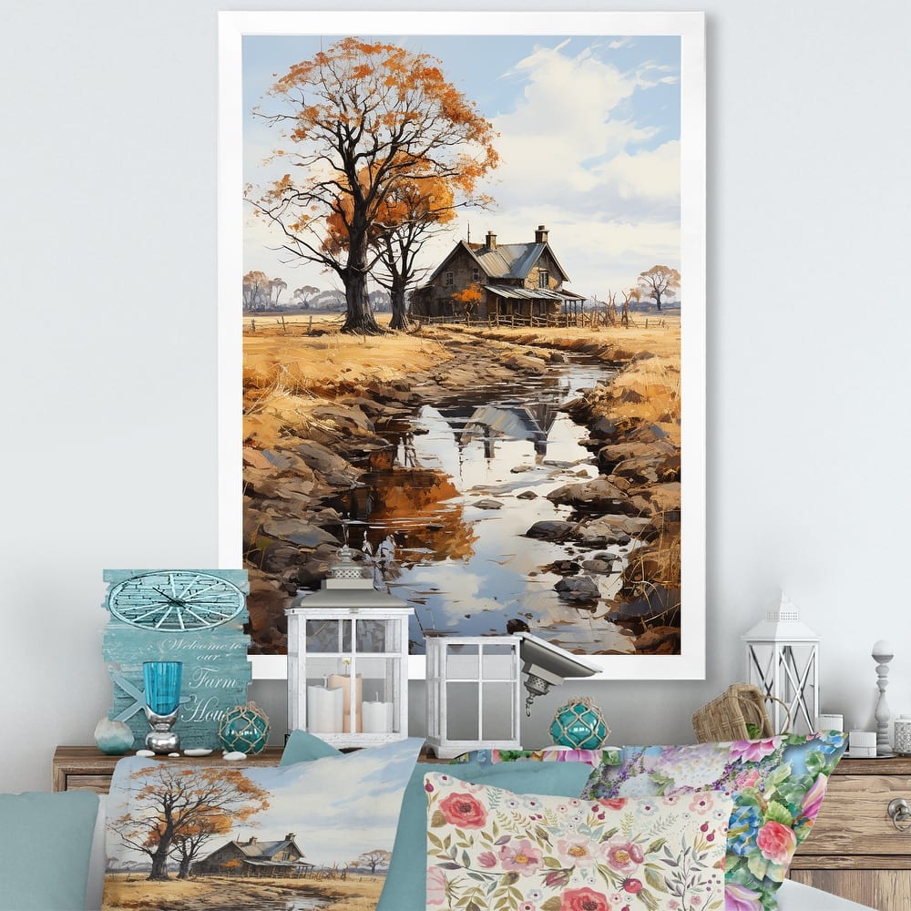 Designart "Farmhouse Rustic Retreat I" Countryside Framed Canvas Art Print