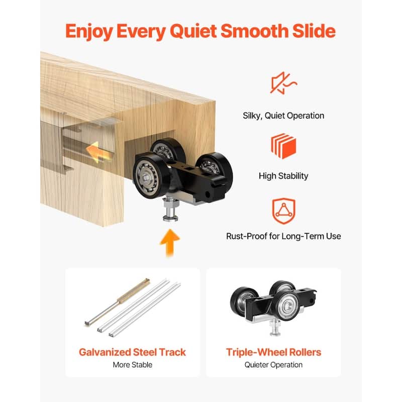 Brown-Silver Wood and Steel Soft-Close Pocket Door Frame Kit Adjustable