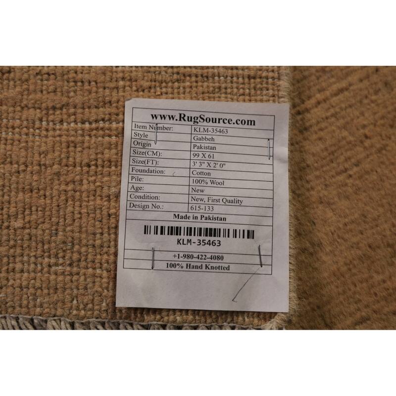 Contemporary Gabbeh Oriental Foyer Rug Handmade Wool Carpet - 2'0"x 3'3"