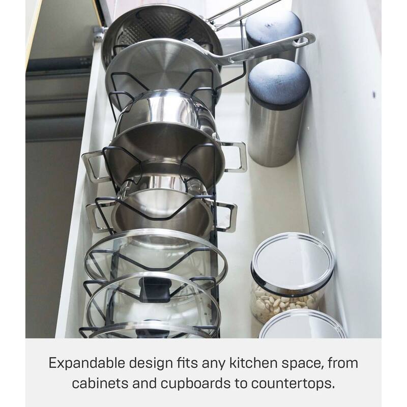 Yamazaki Home Adjustable Pot Lid Organizer, Steel - L 7.87 x W 17.72 x H 6.89 inches