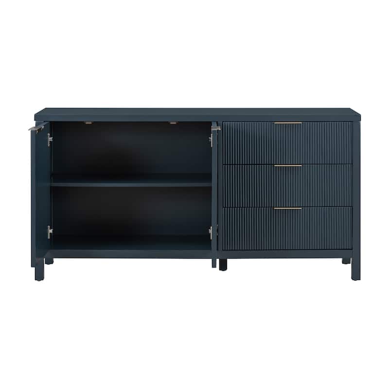 Roomfitters Minimalist Wave-Pattern Sideboard with Storage for Entryway, Hallway, Living Room