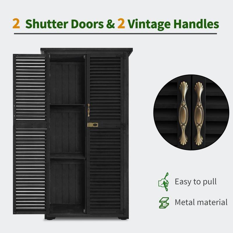 MCombo Outdoor Storage Cabinet Shed, Shuttered Doors with Lock, Wooden 0709 / 0808 / 1900