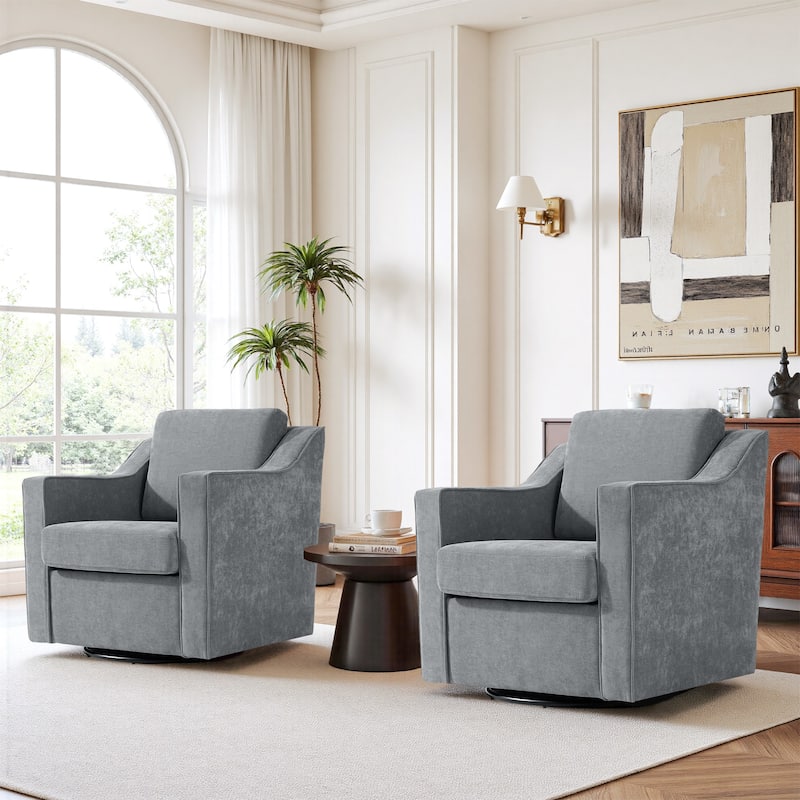 2 Set Modern Swivel Accent Arm Chair for Living Room