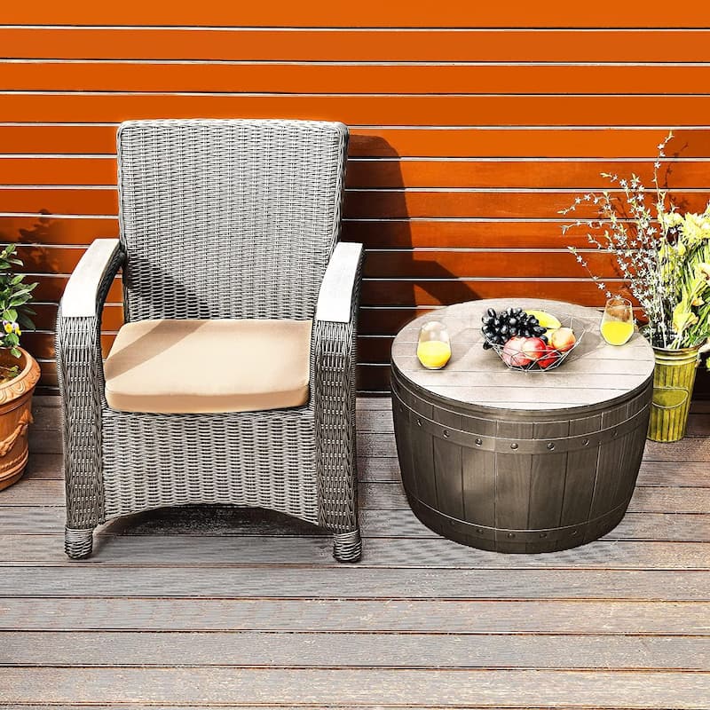33 Gallon Round Outdoor Storage Waterproof Deck Box - N/A