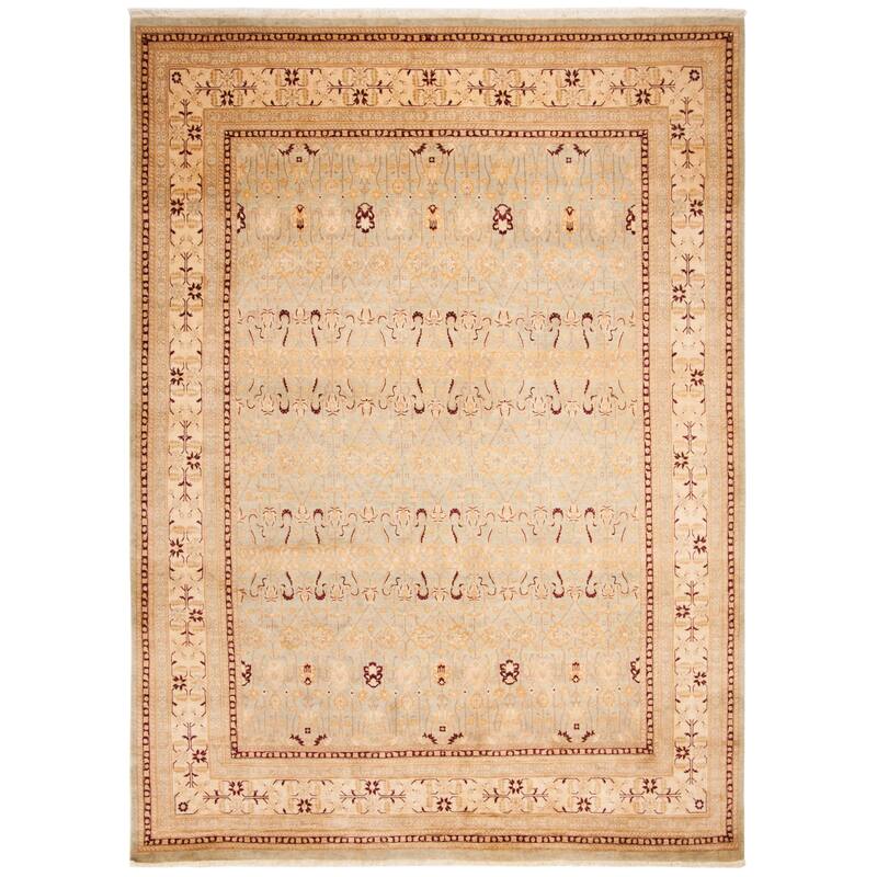SAFAVIEH Couture Hand-knotted Heirloom Dafnoula Traditional Oriental Wool Rug - 8' x 11' - Light Blue/Ivory