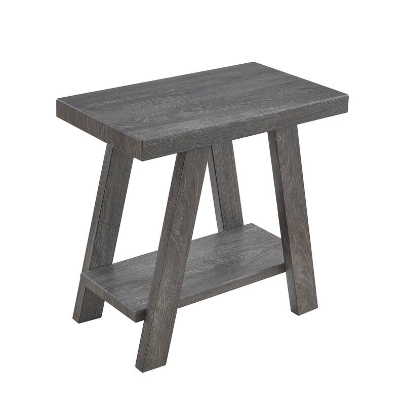 23.5" Modern Rectangular Side Table with Storage Shelf and Wide-angled Legs