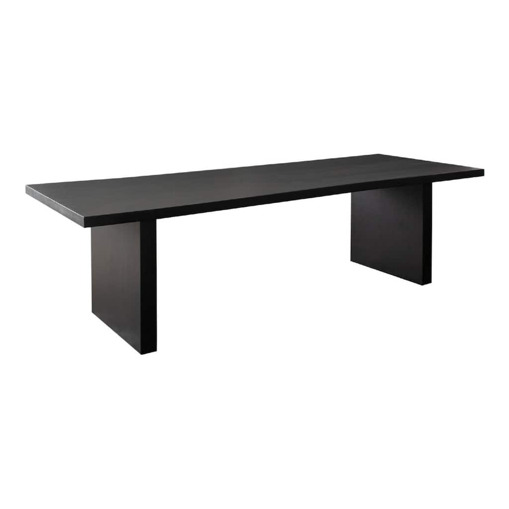 Somy Dining Table, Wide Panel Legs, Classic Black Mango Wood, 80 Inch